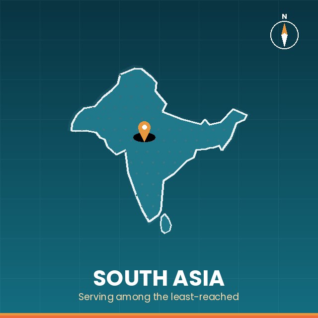 Map of South Asia — region served by Douglas Jacobs Jr.